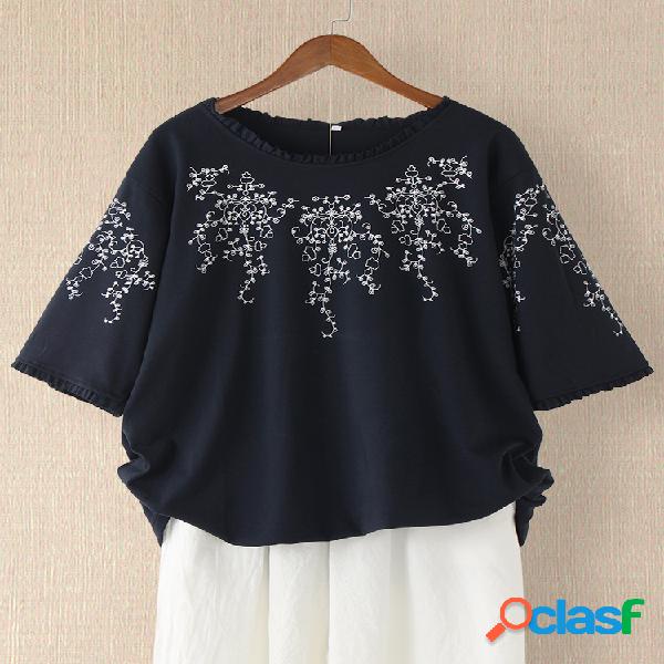 Imprimir Patchwork manga curta Plus Blusa tamanho