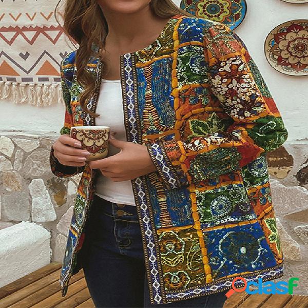 Jaquetas de algodão com estampas étnicas de retalhos de