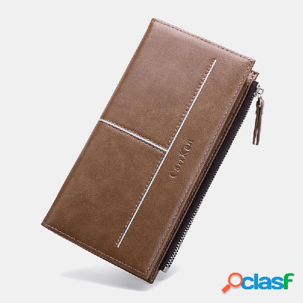 Men 9 Card Slots Phone Purse Zipper Long Wallet
