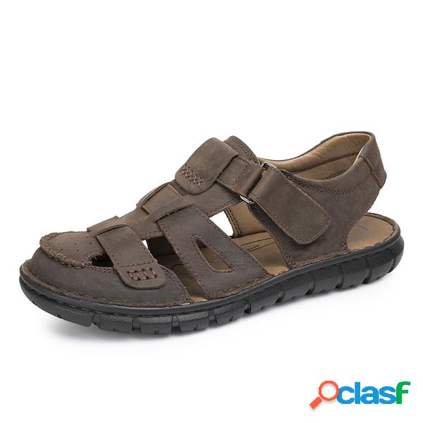 Men Leather Hook Loop Hollow Out Summer Outdoor Beach