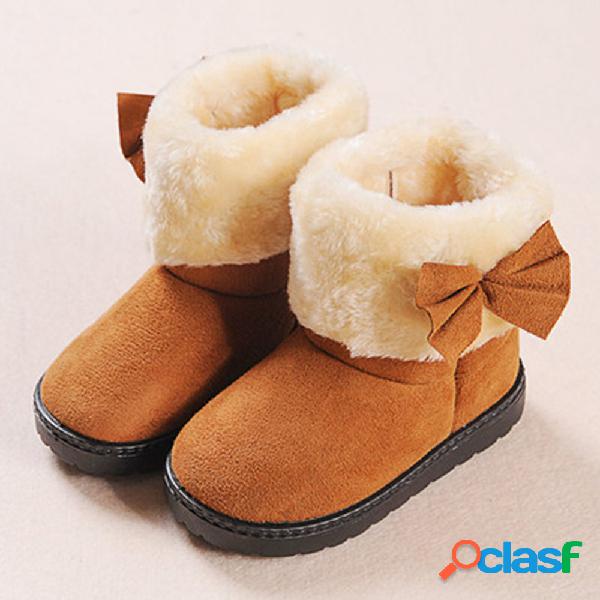Meninas Suede Bowknot Tamanho Múltiplo Forro Quente