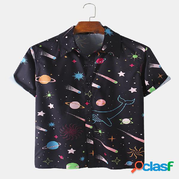 Mens 3D Starry respirável impresso Casual Camisa