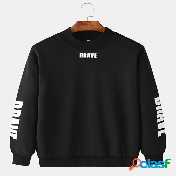 Mens Casual Letter Graphic Print Pullover O Neck Sweatshirts