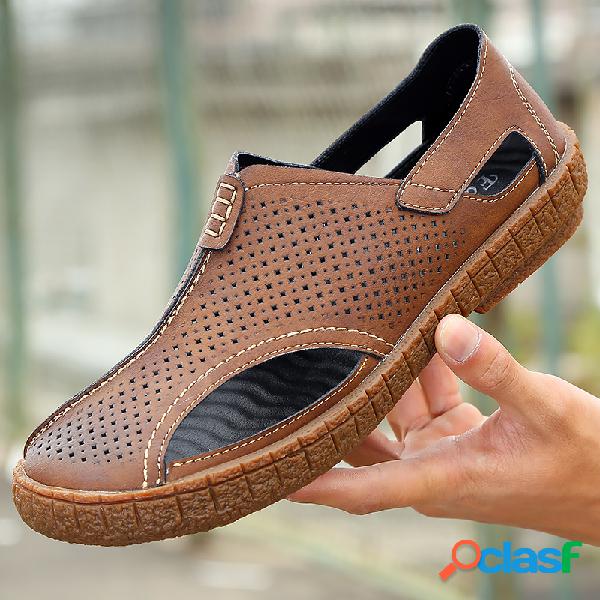 Mens Fechado Toe Hand Stitching Outdoor Hole Sandálias de
