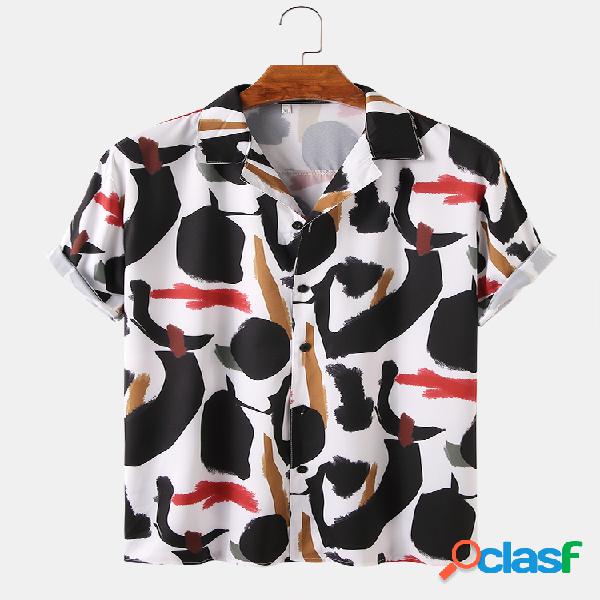 Mens Graffiti Print Camisas de manga curta casuais