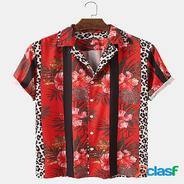 Mens Leopard & Floral Print Striped Designer Light Camisas
