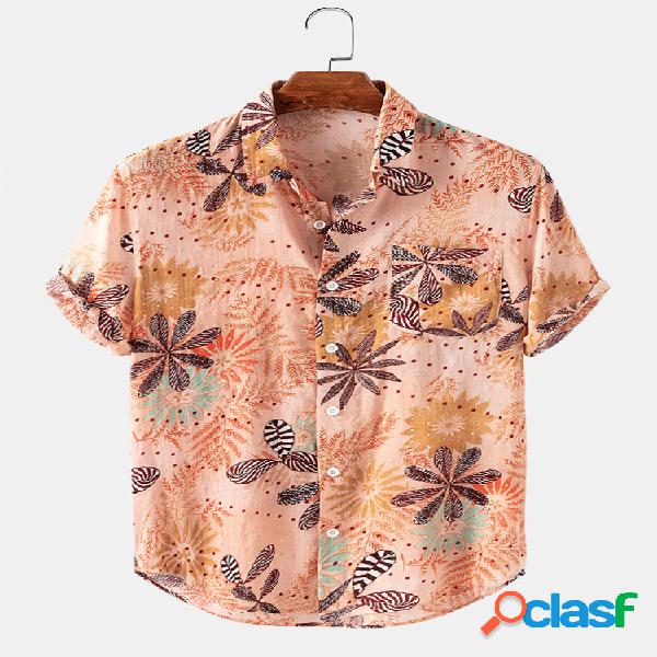 Mens floral impressão férias respirável camisas de grife
