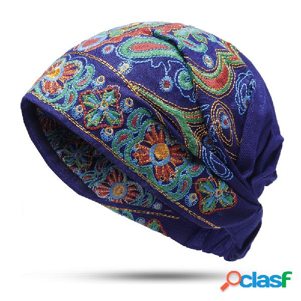 Mulheres Bordado Algodão Étnico Gorro Chapéu Vintage Bom