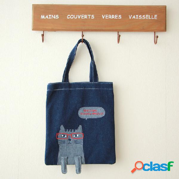 Mulheres Casual Cat Padrão Tote Bag Bolsa