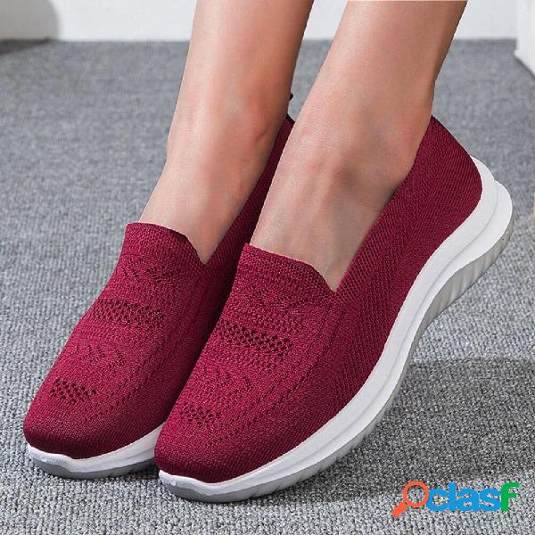 Mulheres Casual Walking Hollow Mesh respirável Slip On