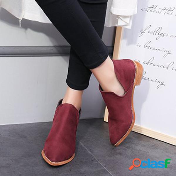 Mulheres Comfy cor sólida apontou Toe Botas Curtas de Salto