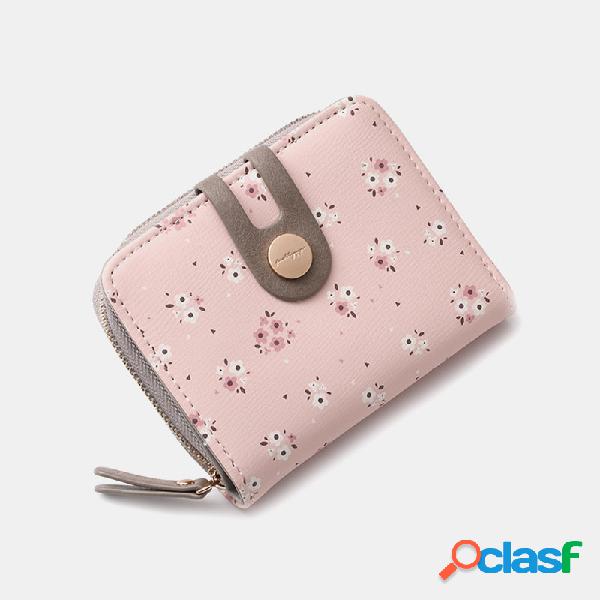 Mulheres Floral Slots de cartão Bifold Wallet Purse Organ