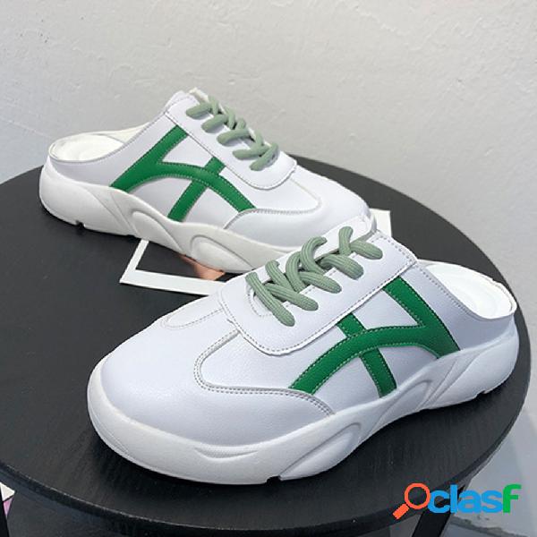 Mulheres Linha Decor Wearable Casual Backless Platform