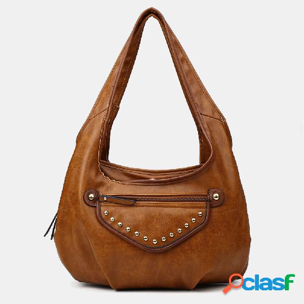Mulheres Rebite Grande Capacidade Casual Tote Shoulder Bolsa