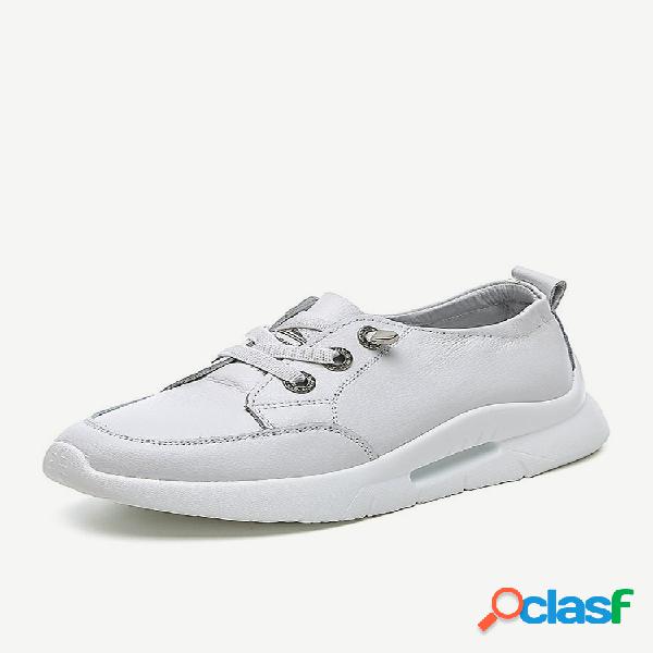Mulheres couro clássico branco plataforma sapatos casuais