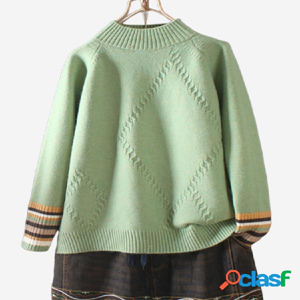 Multicolor Stripe Turtleneck Camisola de manga comprida para