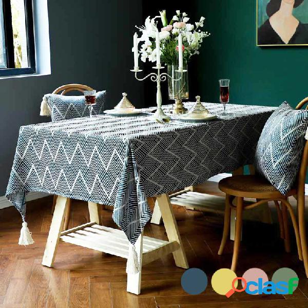 Ondulado Cutton Decorativo Linho / Retangular / Borla Toalha