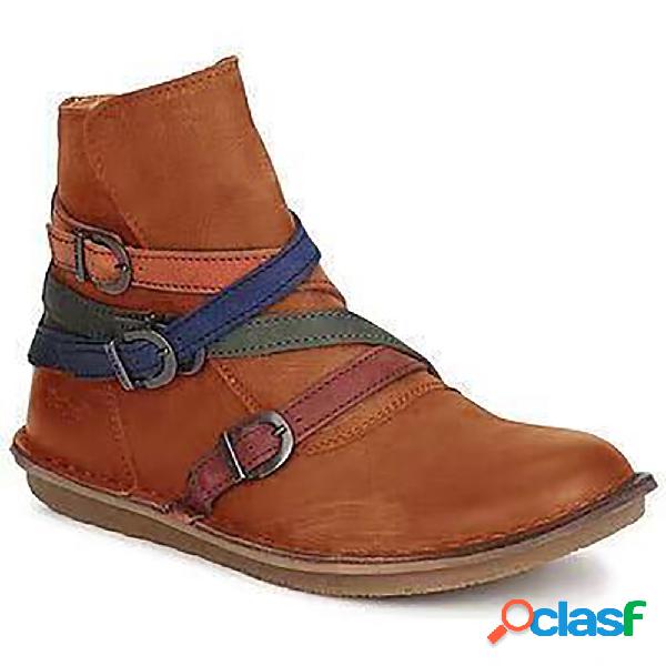 Plus Tamanho Mulheres Comfy Strappy Buckle Ankle Boots