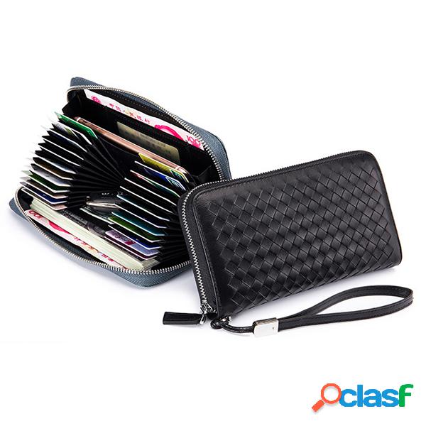 RFID Antimagnetic Couro Genuíno 24 Slots de Cartão de 6