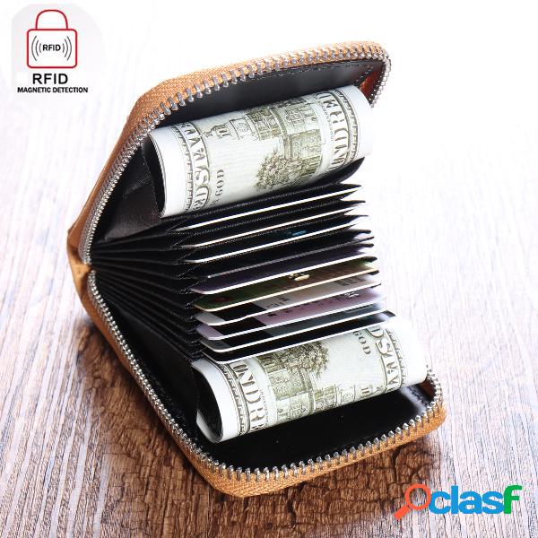 RFID Mulheres Cow Leather 12 Card Slots Carteira titular