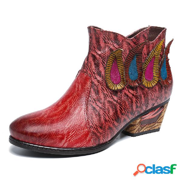 Retro multicolorido em forma de gota Padrão Soft Botas de