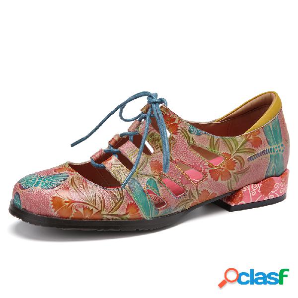 SOCOFY Em relevo Borboleta Flores Retro Couro Recorte Lace