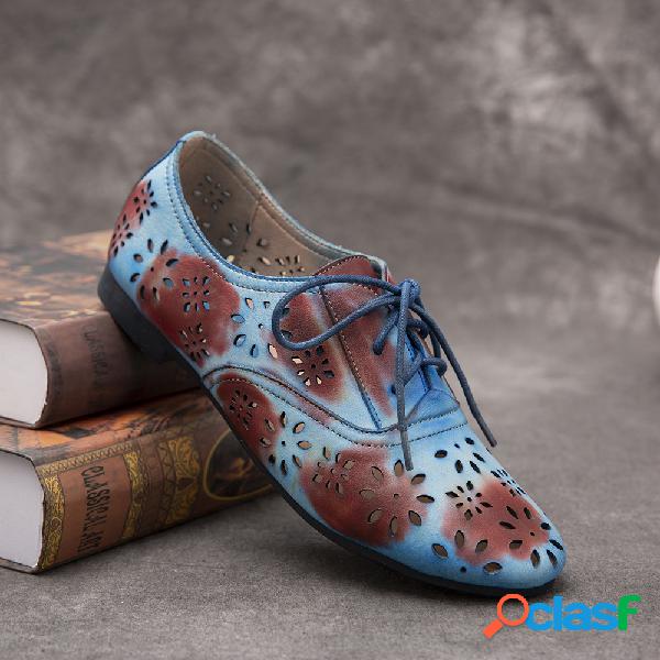 SOCOFY Recorte floral em tingimento em couro vintage com