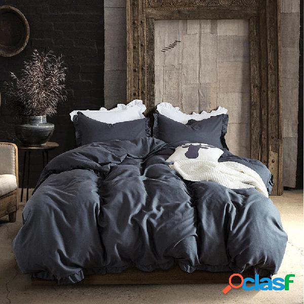 Seda Soft Pure Egípcio Conjunto de Cama de cor Sólida
