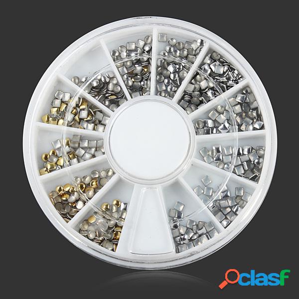 Square Round Metal DIY Nail Art Decoração Roda