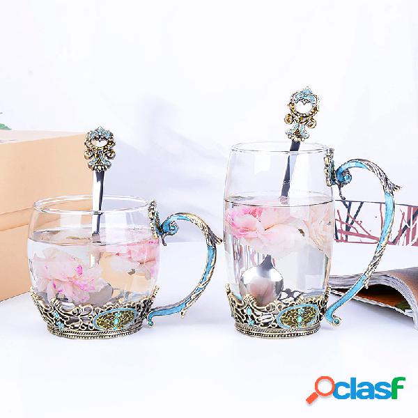 Taça Estilo Europeu Criativo Esmalte Xícara De Água Flor