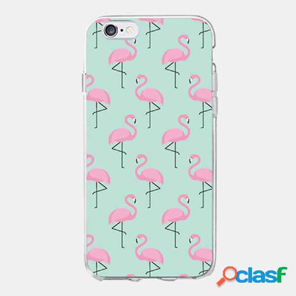 Telefone móvel transparente Caso de TPU com flamingo