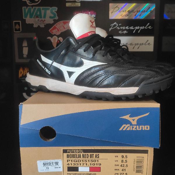 Chuteira Mizuno Morelia Neo UT AS Cor: Preto/Branco/Vermelho