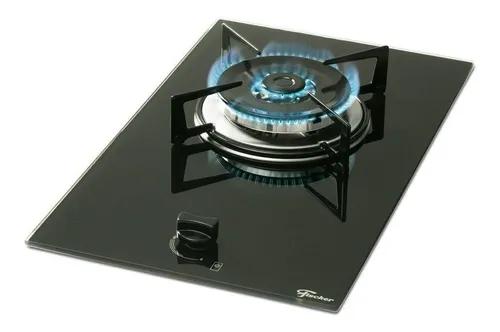 Cooktop Fischer 1 Boca Tripla Chama Gás Vidro Preto