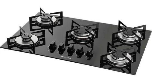 Cooktop Suggar Fg5005vp Gás 5 Bocas Preto Bivolt