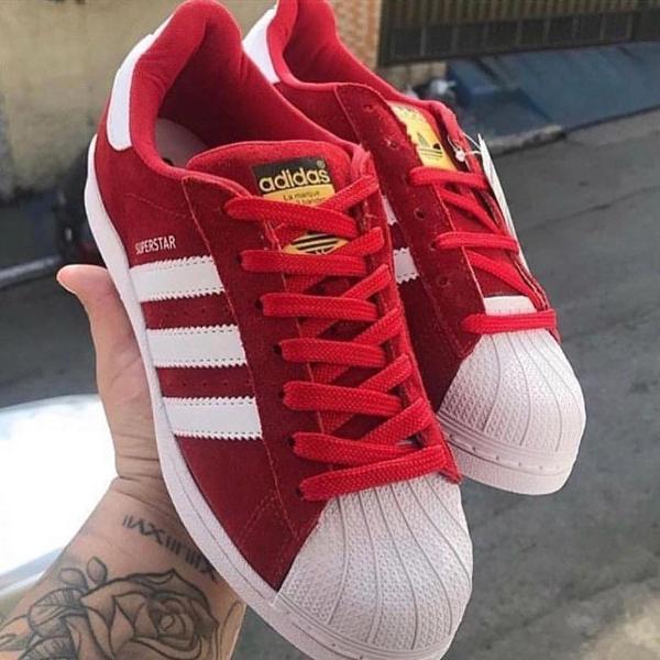 TÊNIS ADIDAS SUPERSTAR VERMELHO/BRANCO MASCULINO PROMOÇÃO