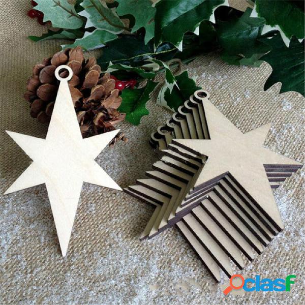 10 Pcs De Madeira Em Branco Estrela De Natal Em Madeira Chip