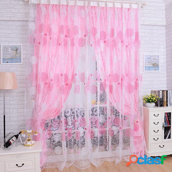 100x200cm Bird Nest Print Tulle Janela Cortina Varanda