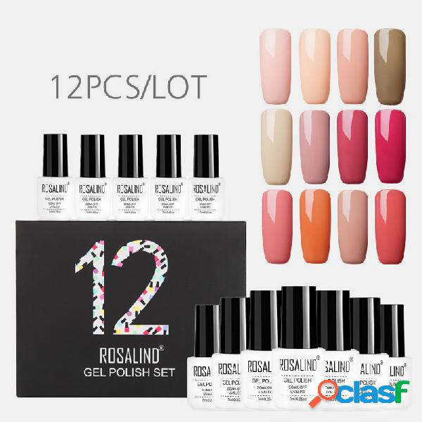 12 Pcs / Kit Cor Sólida Unhas Kit de Polonês Gel Manicure