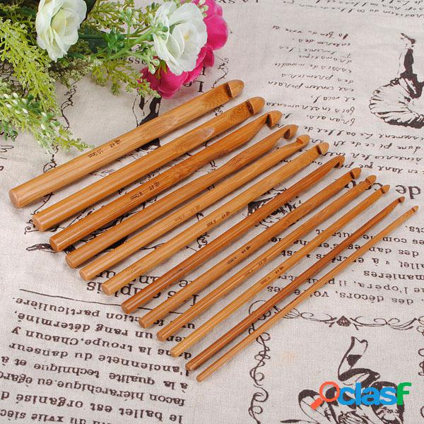 12pcs Handle em bambu Crochet Gancho Knit Craft Knitting