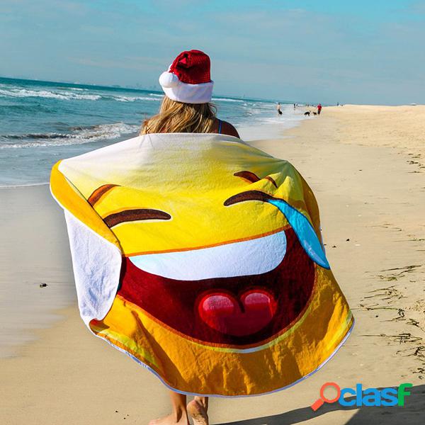 145x145cm Rosto sorridente Praia Yoga Toalha Rodada de