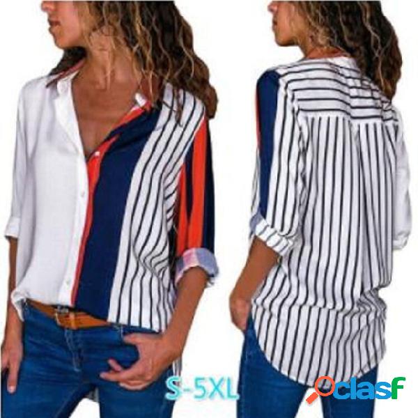2019 modelos de explosão camisas femininas camisa listrada