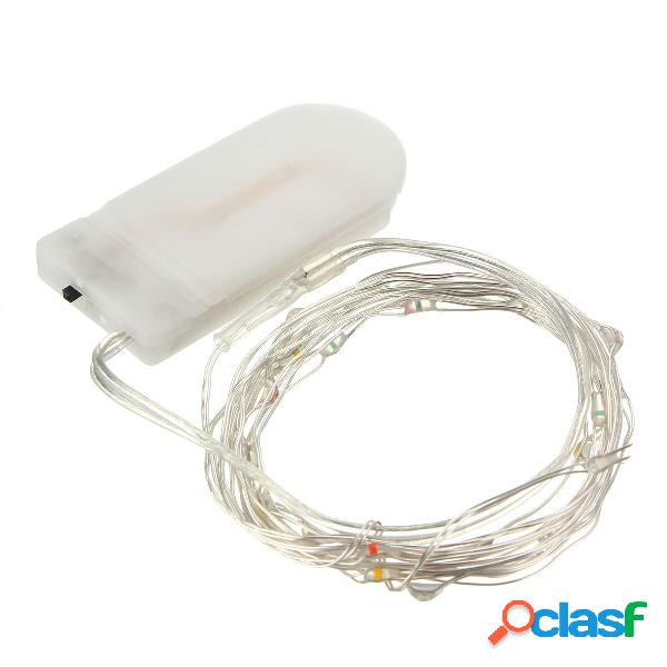 2M 20LED Botão Celular Bateria Alimentado Corrente Prata