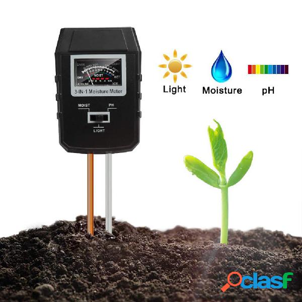 3-em-1 Medidor de PH do solo Testador de umidade Plantas de