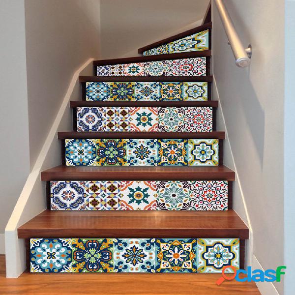 6Pcs 3D Retro Bohemian DIY Stair Sticker Vinyl Art Wall