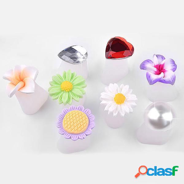 A arte do prego do dedo do pé do silicone da flor fresca do