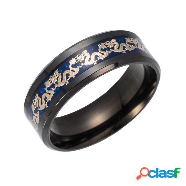 Anéis de Dedo do vintage Chinês Dragão Padrão Titanium