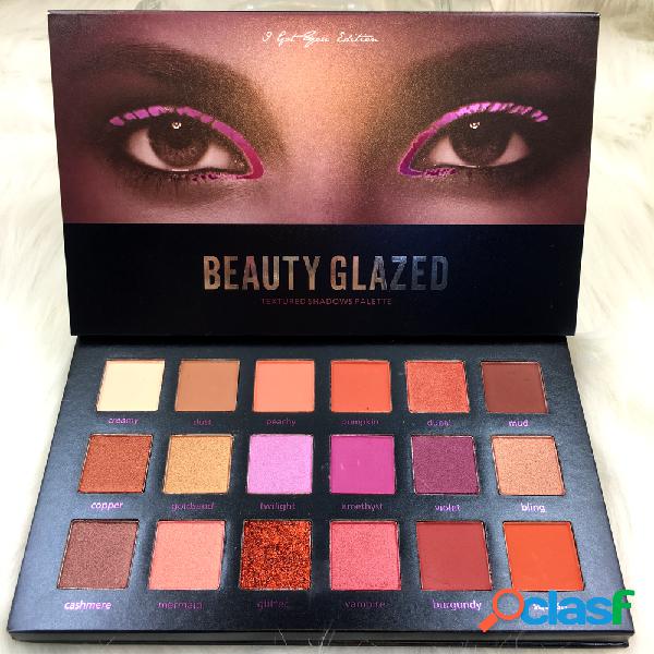 BEAUTY GLAZED Paleta de Sombra Matte Brilho Glitter Natural