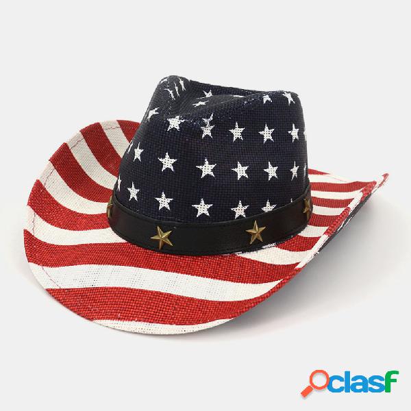 Bandeira Americana Retro Western Cowboy Chapéu Verão