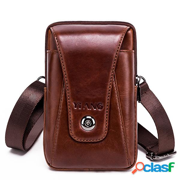 Bolsa Masculina de Couro Requintado Bolsa de Cintura Vintage
