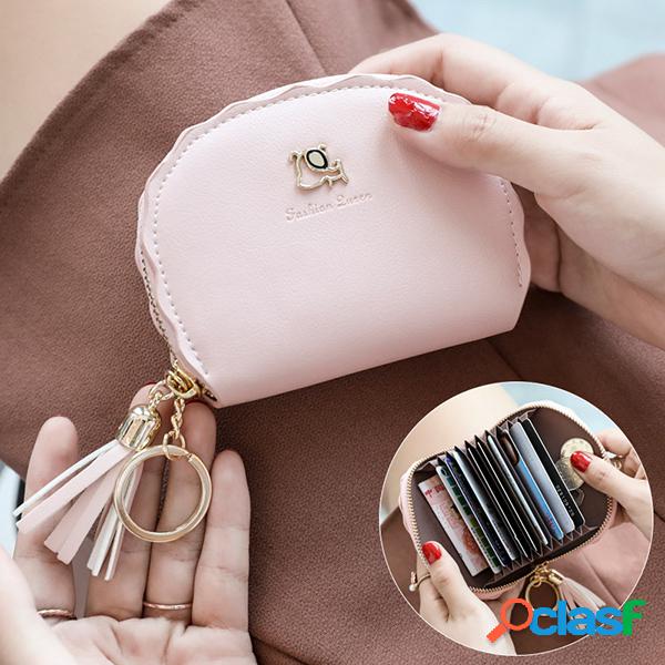 Bolsa de moedas de mulheres PU couro 9 Card Slot carteira